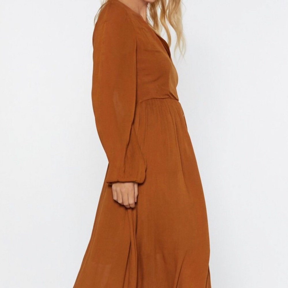 Nastygal rust long sleeve dress sz 8 EUC